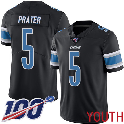 Detroit Lions Limited Black Youth Matt Prater Jersey NFL Football #5 100th Season Rush Vapor Untouchable